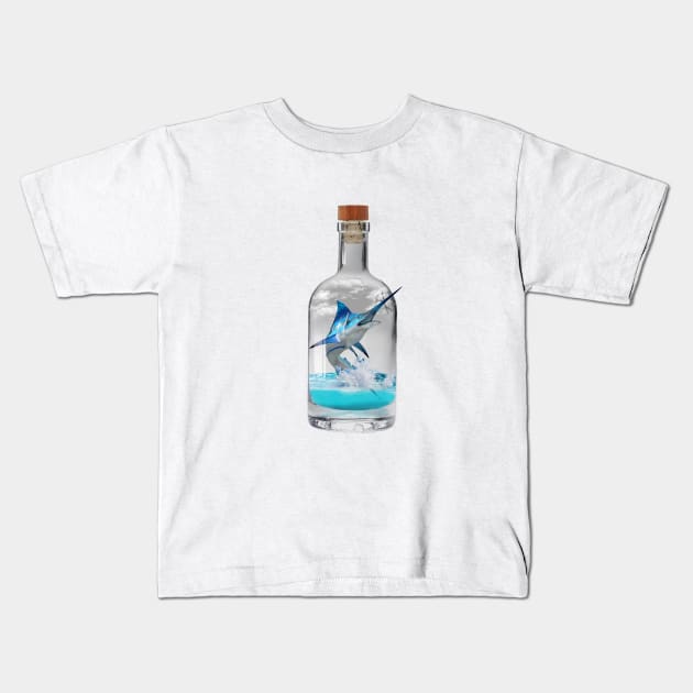 Marlin in a Bottle Kids T-Shirt by DavidLoblaw